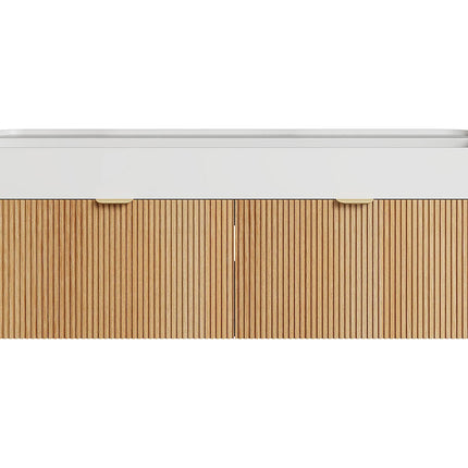 Meuble de salle de bain suspendu avec double vasque à encastrer - Naturel clair - 120 cm - Espace pro