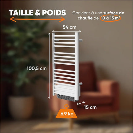 Sèche-serviette électrique sans fluide avec soufflerie - blanc - 54 cm - HESTIA