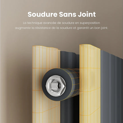 Radiateur à eau chaude vertical double épaisseur - anthracite - 46 cm - DS CONCEPT