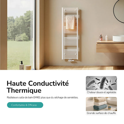 Radiateur sèche-serviettes à eau chaude finition blanc laqué - 50 cm - DS CONCEPT