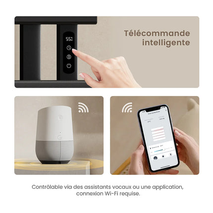 Sèche-serviettes électrique tubes plats noir mat 50 cm EMKE