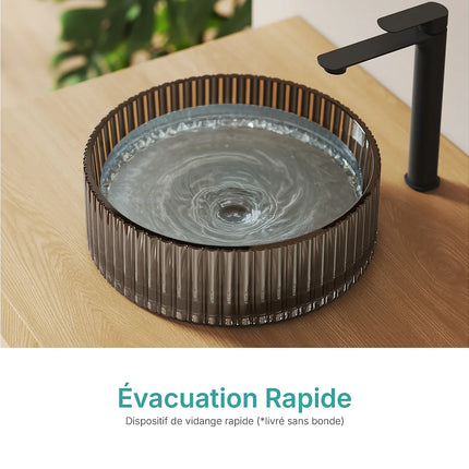 Lavabo à poser design rond avec vasque ronde - noir mat - 40 cm - EMKE