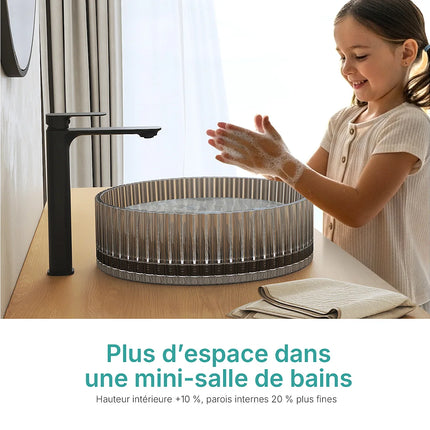 Lavabo à poser design rond avec vasque ronde - noir mat - 40 cm - EMKE