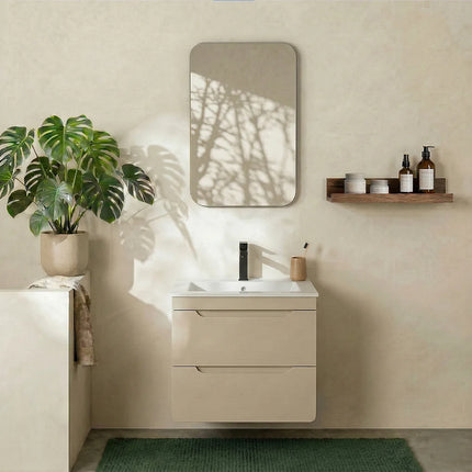 Meuble de salle de bain suspendu avec vasque à encastrer - Beige - 60 cm - ARUBA