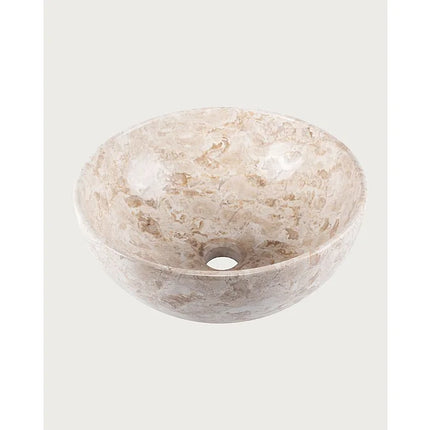 Vasque à poser ronde en marbre naturel - Beige - 35 cm - Auro