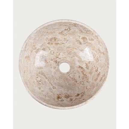 Vasque à poser ronde en marbre naturel - Beige - 35 cm - Auro