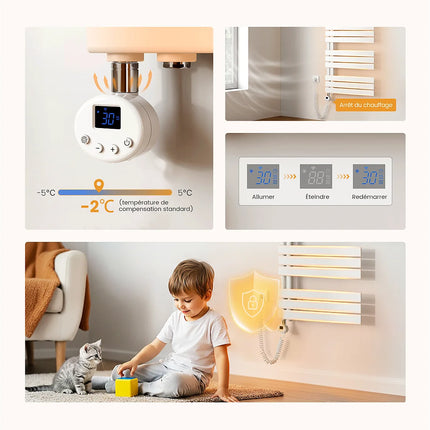 Radiateur sèche-serviettes électrique connecté blanc mat - 76,2 cm - EMKE