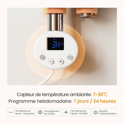 Radiateur sèche-serviettes électrique connecté blanc mat - 132 cm - EMKE DS CONCEPT