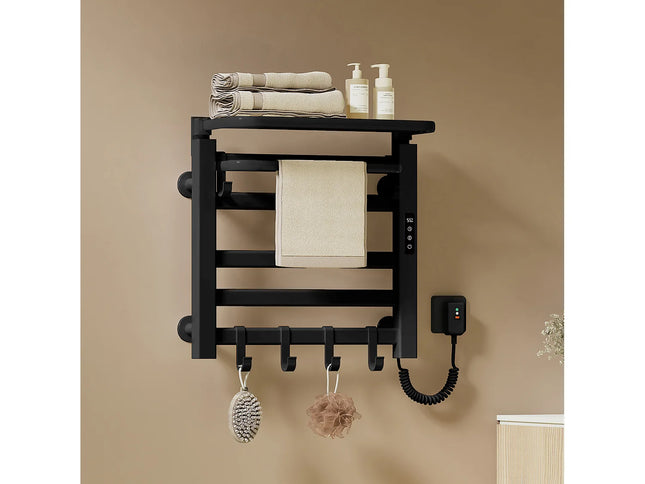 Sèche-serviettes électrique connecté avec tablette pliable - Noir - 50 cm - DS CONCEPT