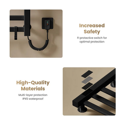 Sèche-serviettes électrique connecté avec tablette pliable - Noir - 50 cm - DS CONCEPT