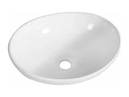 Vasque à poser elliptique en porcelaine avec vasque ovale - blanc - 41 cm - DS CONCEPT