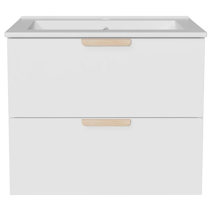 Meuble de salle de bain suspendu lisse avec vasque à encastrer - Blanc - 60 cm - AVORELI