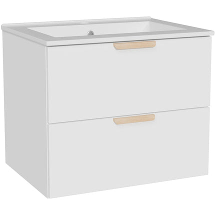 Meuble de salle de bain suspendu lisse avec vasque à encastrer - Blanc - 60 cm - AVORELI