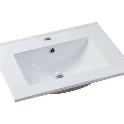 Meuble de salle de bain suspendu lisse avec vasque à encastrer - Blanc - 60 cm - AVORELI