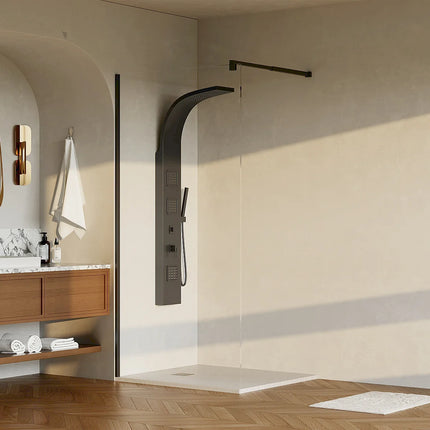 Paroi de douche à l'italienne design contemporain - Noir mat - 120 cm - Les Essentiels DAREN