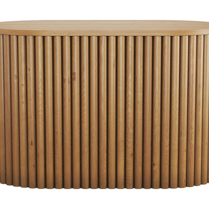 Meuble sous vasque suspendu rainuré avec porte push to open - naturel clair - 90 cm - TOWARI