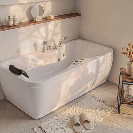 Baignoire balnéo posée avec jets hydromassants - Blanc - 150 cm - GAVINO