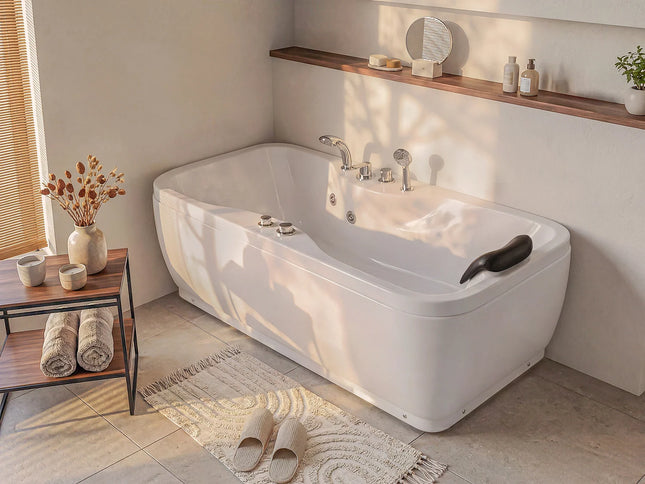 Baignoire balnéo moderne avec hydrojets - Noir - 150 cm - GAVINO