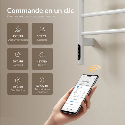 Sèche-serviettes électrique bras pivotants 180° - Blanc - 45 cm - EMKE DS CONCEPT