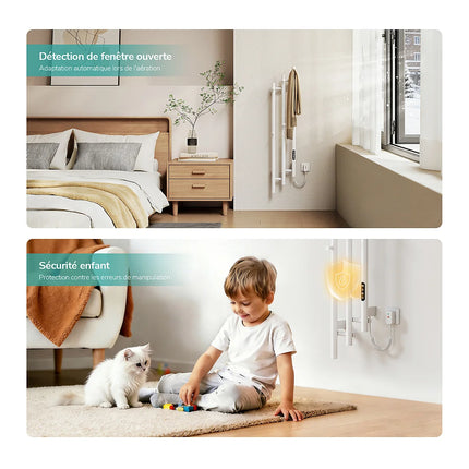 Sèche-serviettes électrique design vertical blanc 21,6 cm EMKE