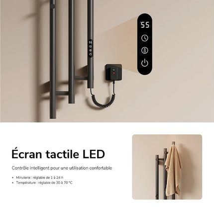 Sèche-serviettes électrique design à barres multiples - Gris - 21,6 cm - EMKE DS CONCEPT