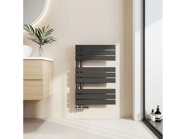 Sèche-serviettes à eau chaude panneau plat finition noire - 50 cm - EMKE