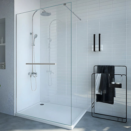 Paroi de douche à l'italienne design industriel avec porte-serviette - Noir - 120 cm - KRISTEN