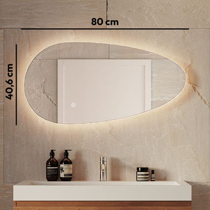 Miroir salle de bains LED avec éclairage réglable - 80 cm - Adana