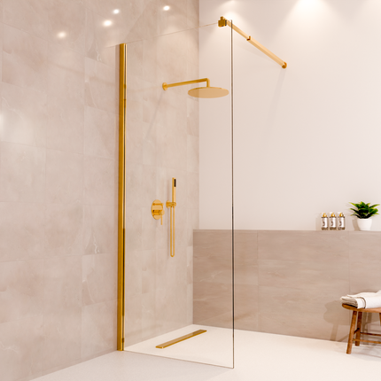 Paroi de douche avec traitement Nano - Or brillant - 80 cm - Lima