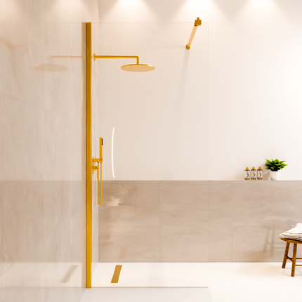 Paroi de douche avec traitement Nano - Or brillant - 90 x 200 cm - Lima