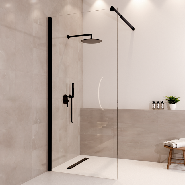Paroi de douche avec traitement Nano - Noir - 90 cm - Lima