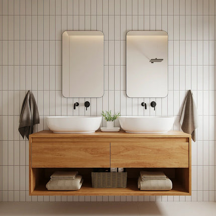 Miroir salle de bain rectangulaire finition mate avec cadre aluminium - Doré - 50 cm - Les Essentiels