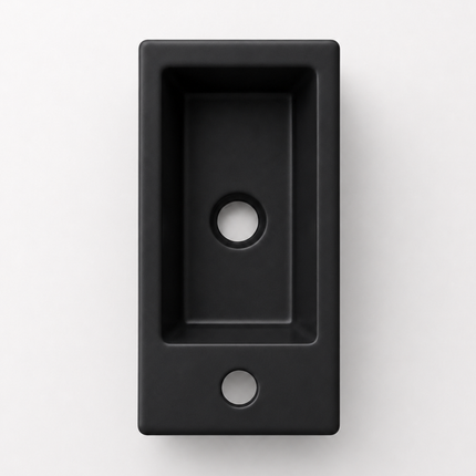 Fontaine de toilette compacte en céramique mate avec perçage robinet gauche - Noir - 37 cm - Fonza
