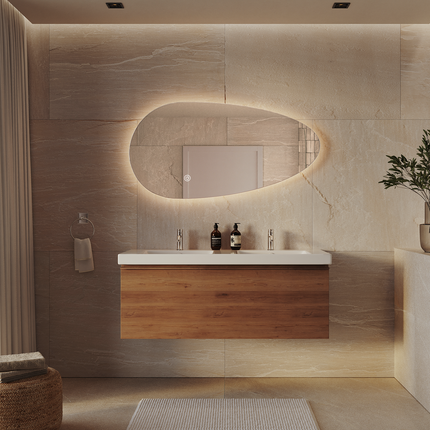 Miroir LED avec éclairage variable et anti-buée - 120 cm - Adana