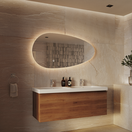 Miroir LED avec éclairage variable et anti-buée - 120 cm - Adana