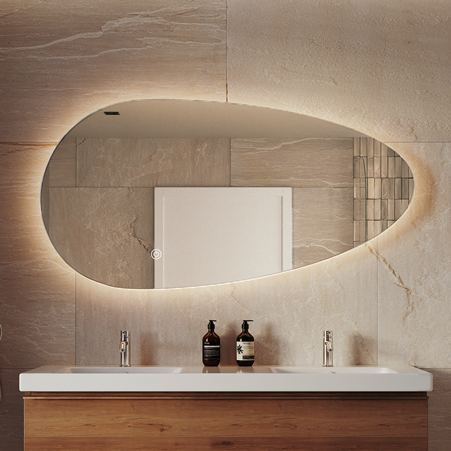 Miroir salle de bains design organique avec éclairage LED - 140 cm - Adana