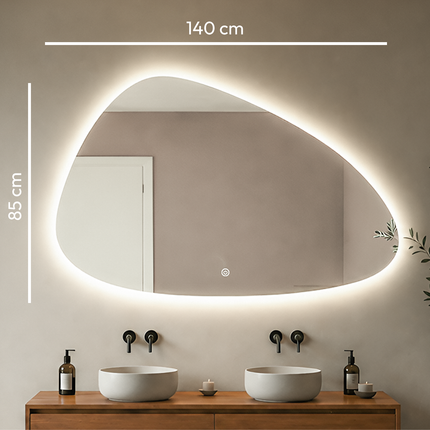 Miroir salle de bains avec éclairage LED et anti-buée - 140 cm - Alicante
