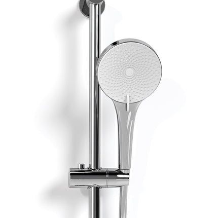 Ensemble douchette à main multifonction avec barre coulissante et flexible anti-torsion - chromé - DS CONCEPT