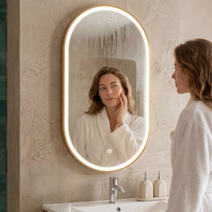 Miroir de salle de bains avec éclairage LED intégré et fonction anti-buée - 40 x 70 - Berlin