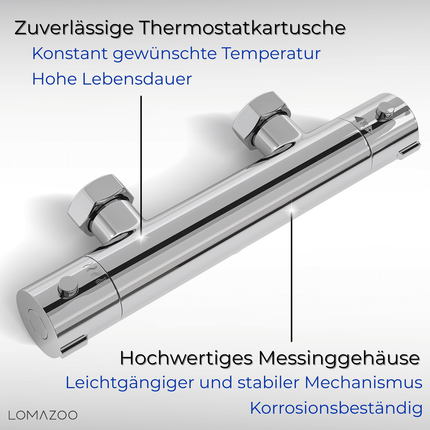 Mitigeur thermostatique de douche finition chrome - 15 cm