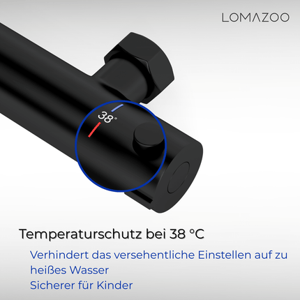 Mitigeur thermostatique de douche avec régulation thermostatique - noir mat - 15 cm