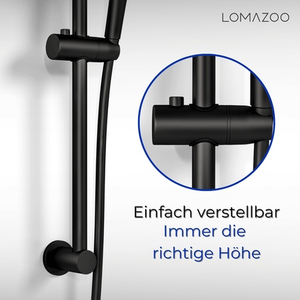 Ensemble douchette avec barre coulissante réglable - noir mat - DS CONCEPT