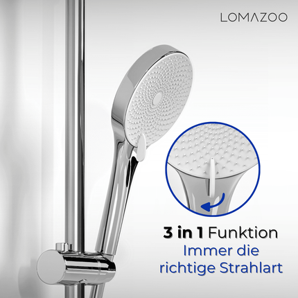 Ensemble douchette à main multifonction avec barre coulissante et flexible anti-torsion - chromé - DS CONCEPT