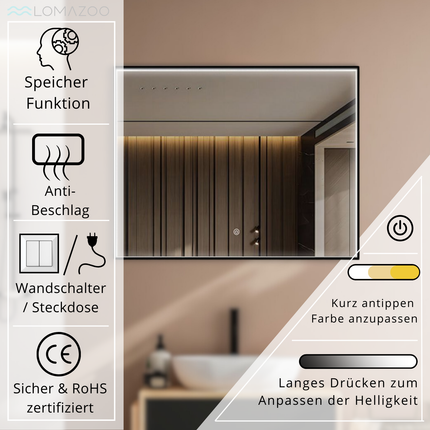 Miroir de salle de bains avec éclairage LED et fonction anti-buée - 80 cm - DS CONCEPT