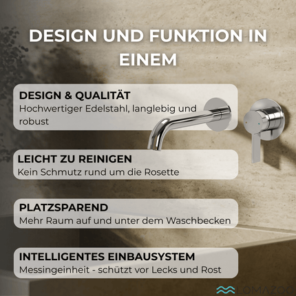 Mitigeur lavabo encastré design épuré avec vasque - chromé - KEPLER