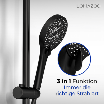 Set de douche thermostatique avec mitigeur en laiton - noir - Lando