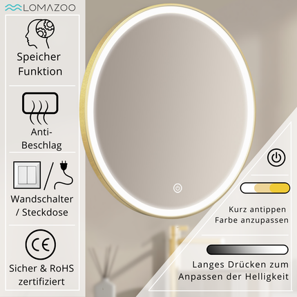 Miroir salle de bains avec fonction anti-buée et éclairage LED - 60 cm - LONDRES
