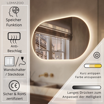 Miroir de salle de bains design avec éclairage LED - 100 cm - Genua