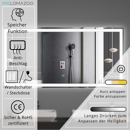 Miroir LED chauffant anti-buée - 120 cm - MEMPHIS