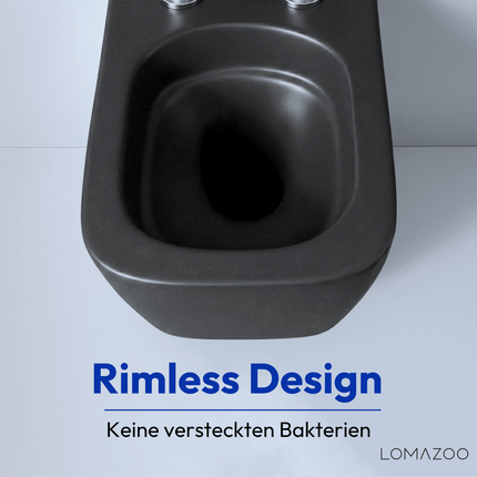 WC suspendu design carré avec réservoir encastré réglable - Noir - Linea